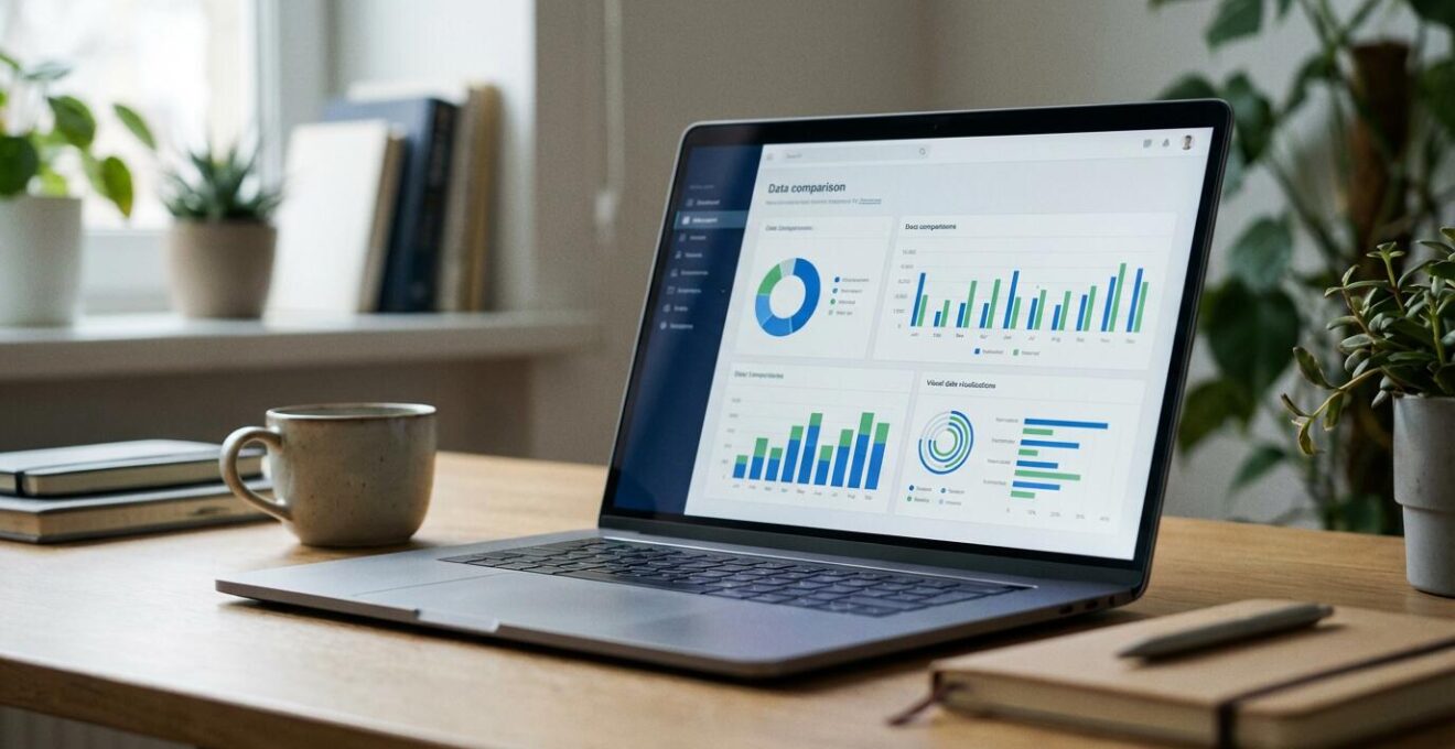 Écran affichant une interface de comparaison d'agents immobiliers avec graphiques